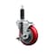 Service Caster 4'' Red Poly Swivel 1'' Expanding Stem Caster with Brake SCC-EX20S414-PPUB-RED-TLB-1 - alternate 1